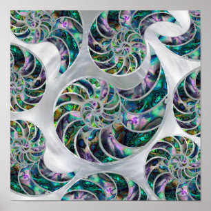 Poster Nautilus Shell Abalone et Pearl