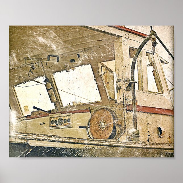 Poster nautique du bateau de pêche vintage (Devant)