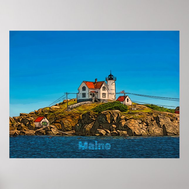 Poster nautique du phare de Nubble Maine (Devant)