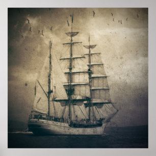 Poster Nautique Mer Vintage Voilier