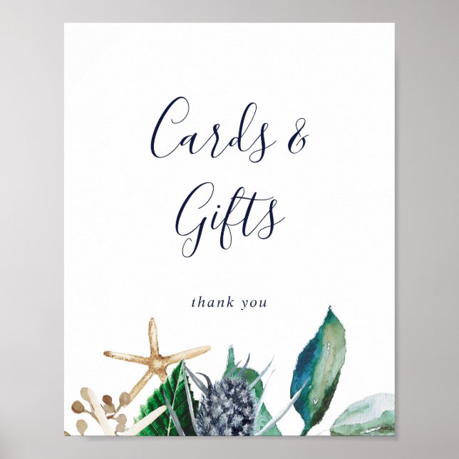 Poster Nautique moderne | Cartes vertes et cadeaux (Devant)