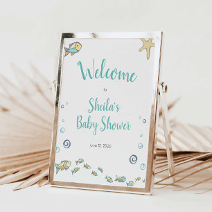 Poster Nautique Sous La Mer Bienvenue Au Baby shower