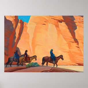 Poster Navajos dans un canyon, 1945 par Maynard Dixon