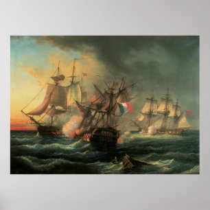 Poster Naval Combat - Rights of Man and Indefatigable