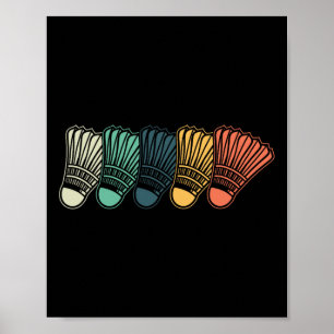 Poster Navette Retro Vintage Badminton Player Coach Sport