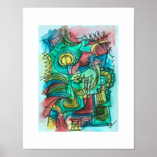 Poster Naviguer à travers la tempête - Aquarelle abstrait