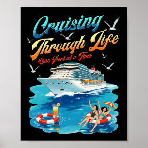 Poster Naviguer à travers la vie, un port à la fois, drôl