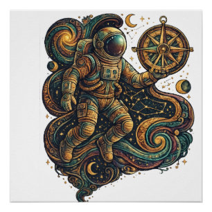 Poster Naviguer parmi les étoiles – Cosmique Inspirant