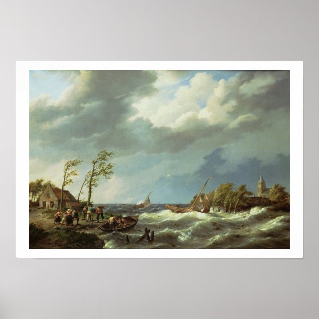 Poster Navire de pêche hollandais pris sur une rive Lee a (Devant)