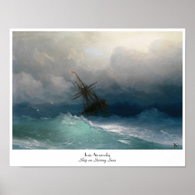 Poster Navire sur Stormy Seas Ivan Aivazovsky tempête (Devant)