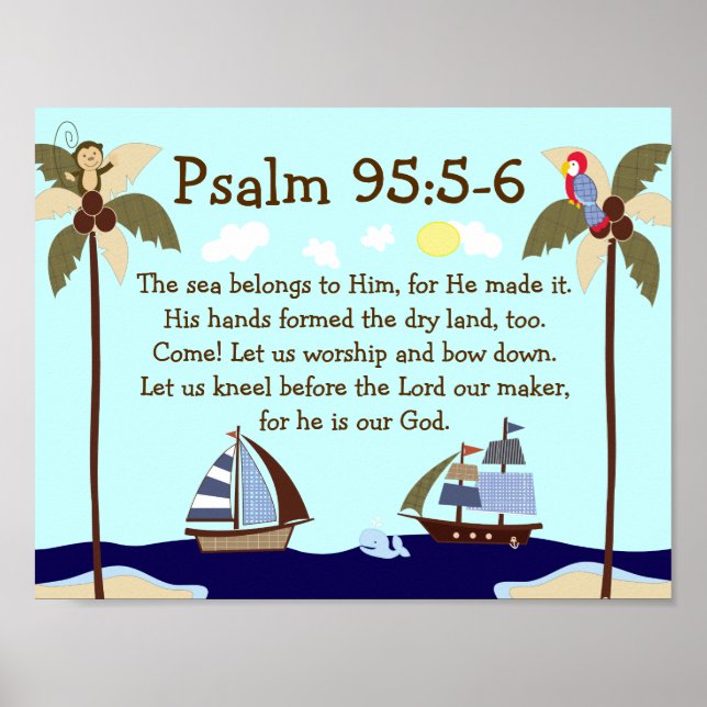 Poster Navires Ahoy Nautical Bible Verse Mur Imprimer (Devant)