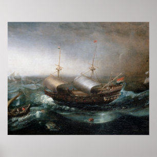 Poster Navires marchands néerlandais et un Smalschip
