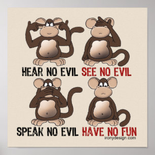 Poster N'Avoir Aucun Humour De Singes Amusants