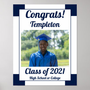 Poster Navy and White School Colors Graduation