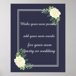 Poster NAVY BLUE Ivory chic Rose Créez votre propre affic