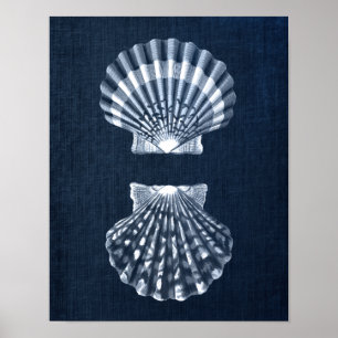 Poster Navy Blue Seashell Imprimer no 9 Beach Wall Decor