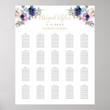 Navy & Blush Floral Reception Seating Chart