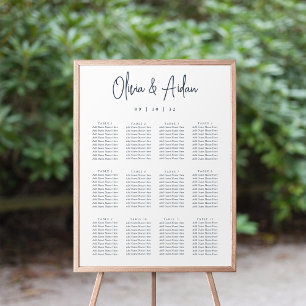 Poster Navy   Modern Handwritten Wedding Seating Chart