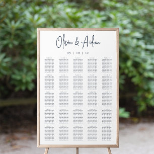 Poster Navy   Modern Handwritten XL Wedding Seating Chart