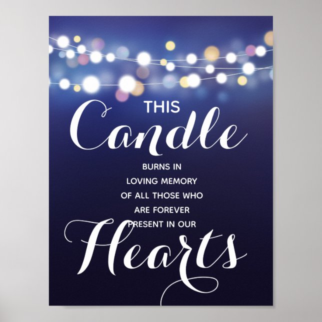 Poster Navy String of lights Memory candle sign wedding 1 (Devant)