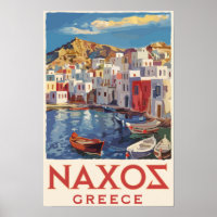 Naxos Grèce Art de Voyage Peintre Vintage