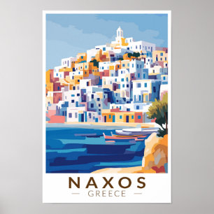 Poster Naxos Grèce Illustration Art de Voyage Vintage