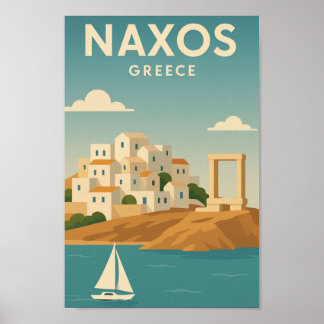 Poster Naxos Grèce Vibrant minimaliste