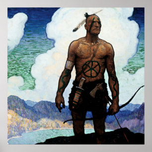 Poster NC Wyeth Peinture "Dernière des Mohicans"