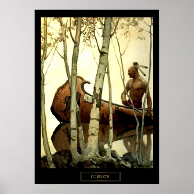 Poster NC Wyeth Peinture historique canot indien #2 (Devant)