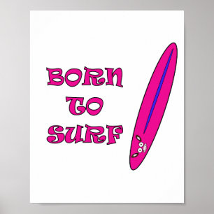 Poster Né à Surf Mooja Surfboard Blanc