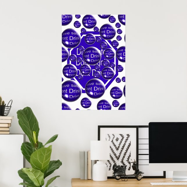 Poster Ne Buvez Pas Et Ne Conduisez Pas En Bleu (Bureau à domicile)