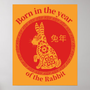 Poster Né dans l'année du lapin - Zodiaque chinois