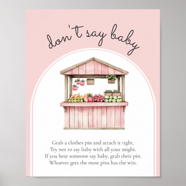 Poster Ne dites pas Bébé Agriculteurs Baby shower jeu (Devant)