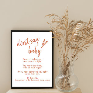 Poster Ne dites pas bébé signe boho coeur mignon terre cu
