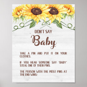 Poster NE DITES PAS BÉBÉ Tournesol JEU Douche SIGNE PIN