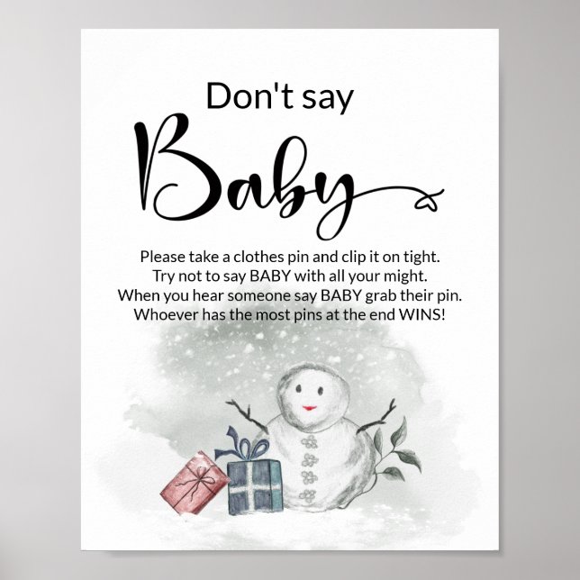 Poster Ne dites pas l'affiche du baby shower d'hiver pour (Devant)