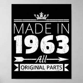 Poster Né en 1963 Citation drôle de Bday Vintage Annivers