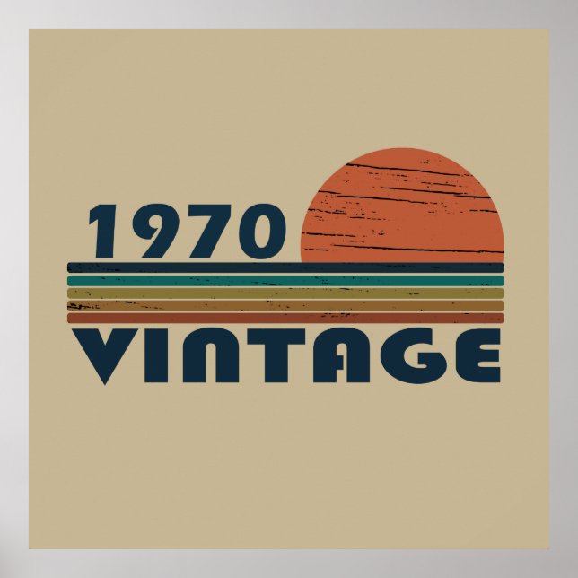 Poster Né en 1970 anniversaire vintage (Devant)