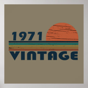 Poster Né en 1971 cadeau d'anniversaire vintage