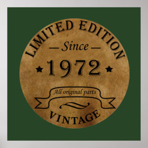 Poster né en 1972 anniversaire vintage