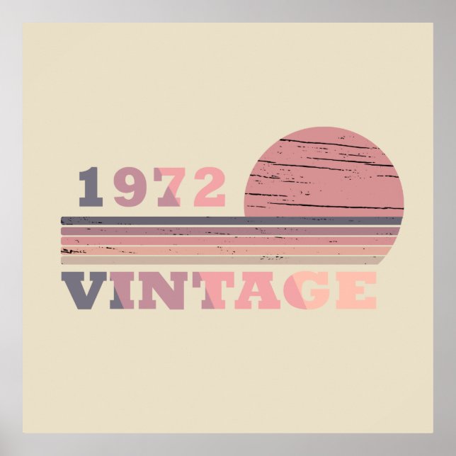 Poster né en 1972 anniversaire vintage (Devant)