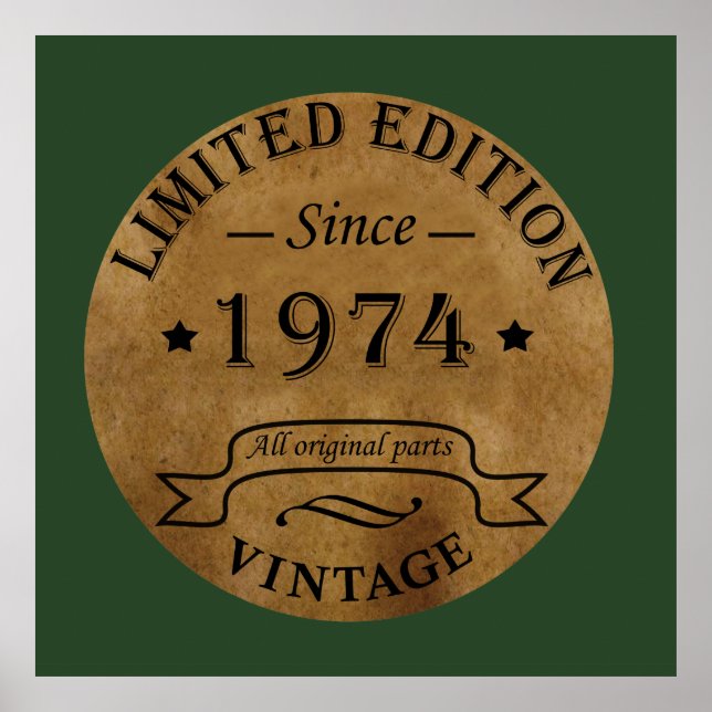 Poster Né en 1974 vintage 49ème anniversaire (Devant)