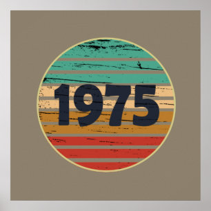Poster Né en 1975 cadeau vintage 50e anniversaire