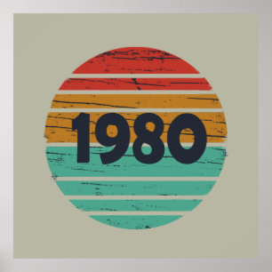 Poster Né en 1980 vintage classique