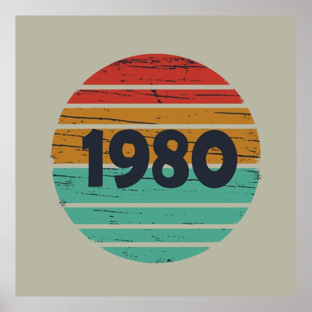 Poster Né en 1980 vintage classique (Devant)