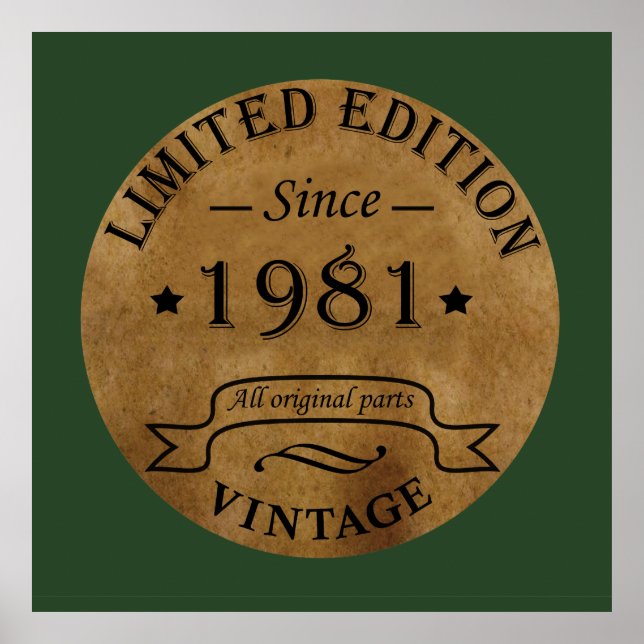 Poster Né en 1981 anniversaire vintage (Devant)