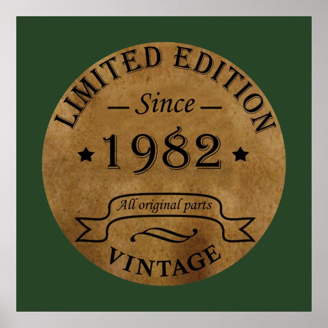 Poster Né en 1982 anniversaire vintage (Devant)