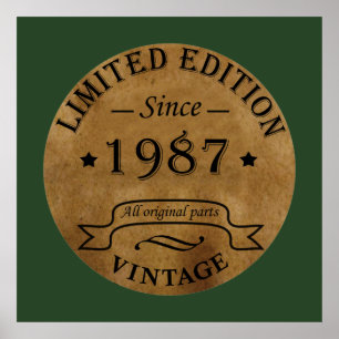 Poster Né en 1987 classique rustique