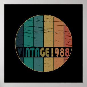 Poster né en 1988 anniversaire vintage