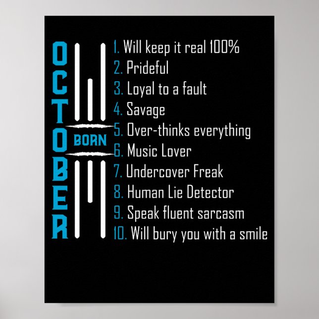 Poster Né En Octobre Cadeau Anniversaire (Devant)